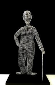 "CHARLIE CHAPLIN in CHARLOT" sculpture face dim. H53/L24/19 cm