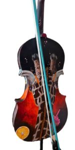 Acrylique sur violon en bois Dim. H65/L21/4 cm